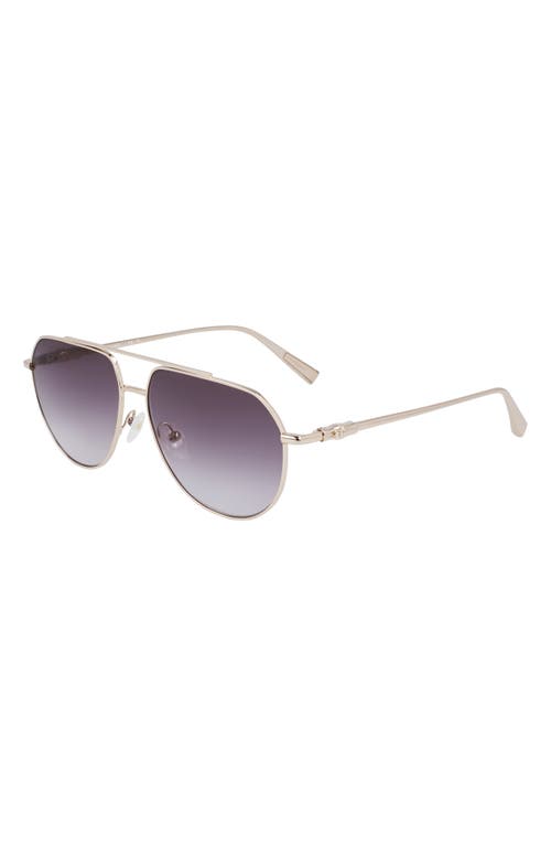Longchamp Roseau 57mm Gradient Aviator Sunglasses In Gold/gradient Smoke