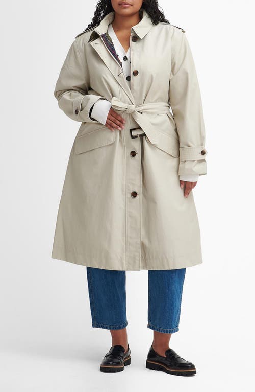 Barbour Camilla Waterproof Trench Coat In Mist/ Classic Tartan