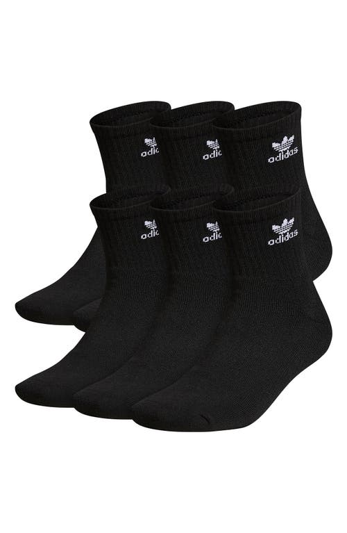 Trefoil 6-Pack Quarter Socks in Black