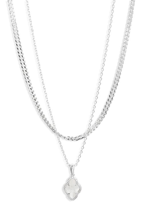 Kendra Scott Abbie Mother-of-Pearl Pendant Multistrand Necklace in Rhodium Ivory Mother Of Pearl 