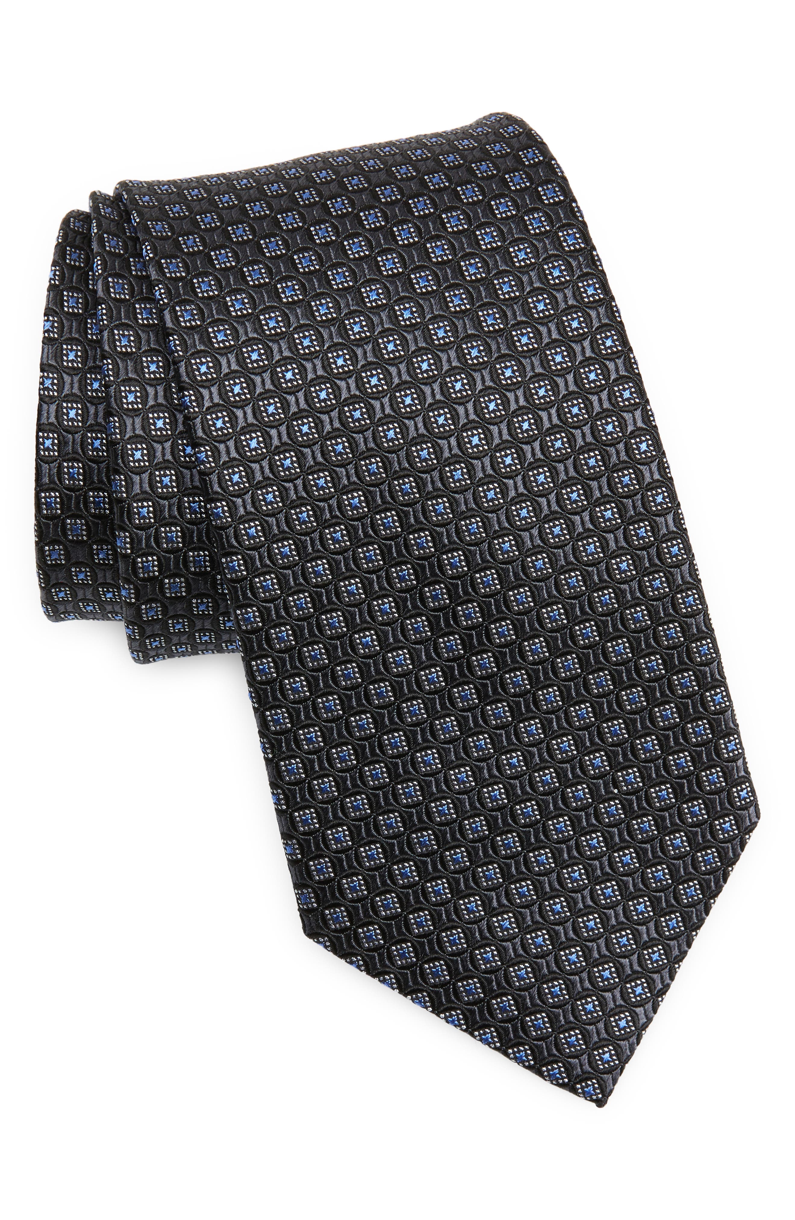 DOLCE & GABBANA Tie Black Blue Silk Knitted Classic Necktie Accessory RRP $200 