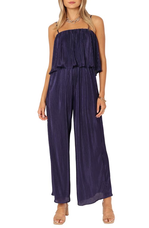 Petal & Pup Jillian Plissé Jumpsuit Navy at Nordstrom,