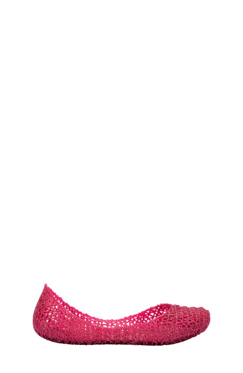 Shop Mini Melissa Campana Zigzag Flat In Red Glitter/silver