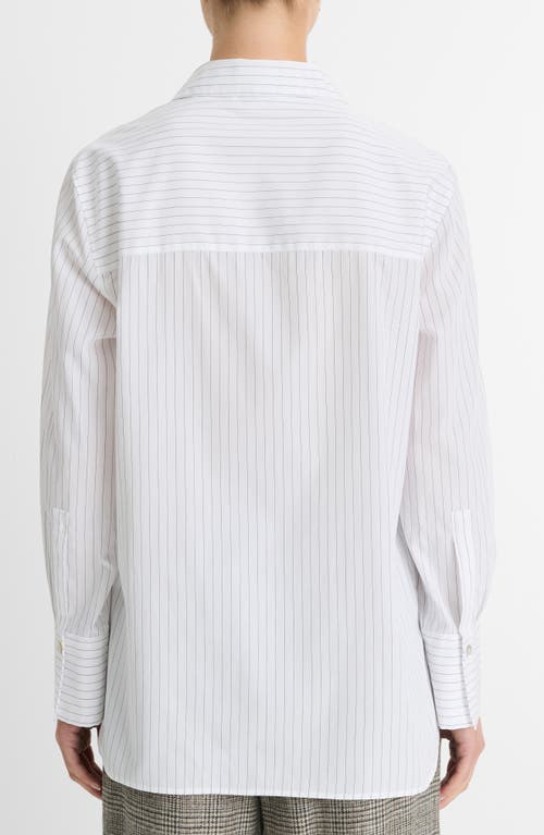 Shop Vince Stripe Relaxed Cotton Button-up Shirt In Optic White/black