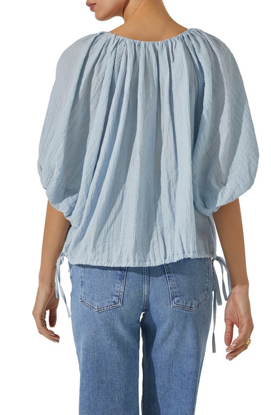 Shop Astr The Label Puff Sleeve Side Tie Top In Periwinkle Blue