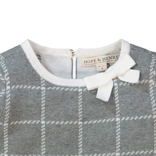 Shop Hope & Henry Girls' Organic Bow Sweater Dress, Toddler In Dark Gray Windowpane