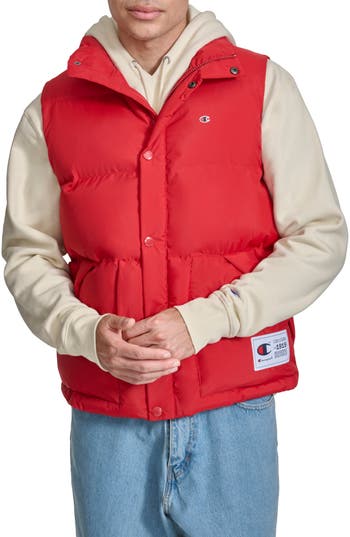 Champion Men's Solid-color Quilted Puffer Vest In Chili Pepper