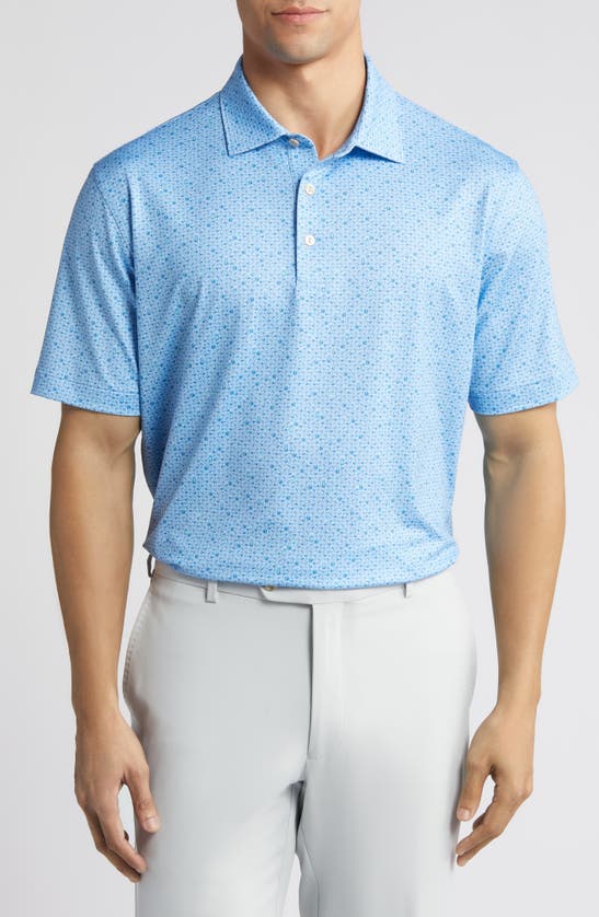 Shop Peter Millar Whiskey Sour Print Performance Golf Polo In Cottage Blue