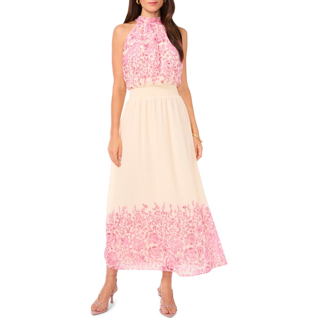 Vince Camuto Women's Floral-print Halter-neck Maxi Dress In Cream Multi