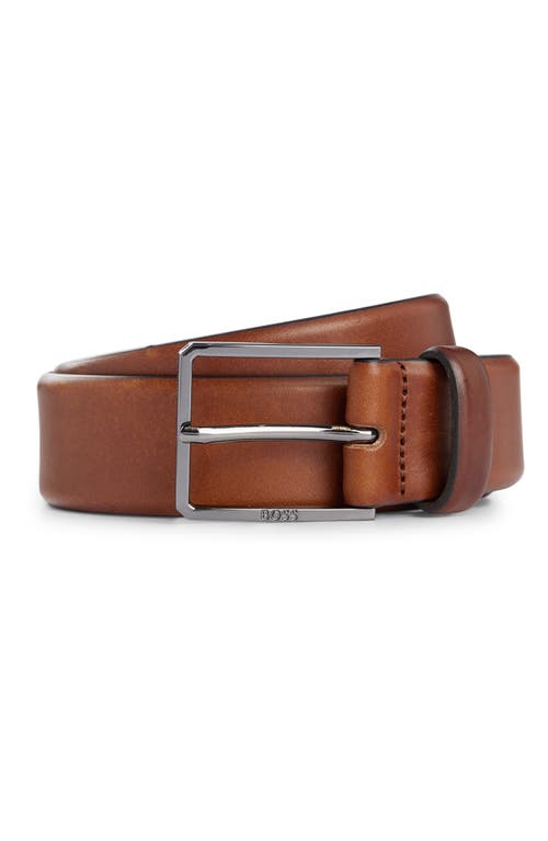 Shop Hugo Boss Boss Cary Leather Belt In Medium Brown