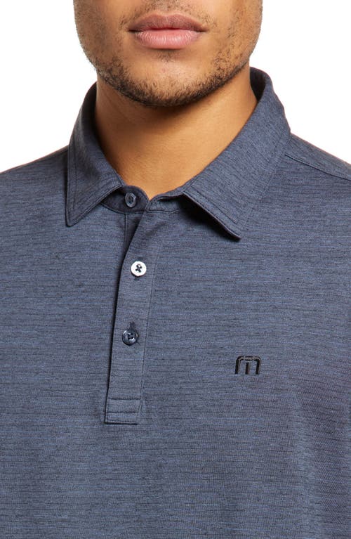 Travismathew The Heater Solid Short Sleeve Performance Polo In Vintage Indigo/black