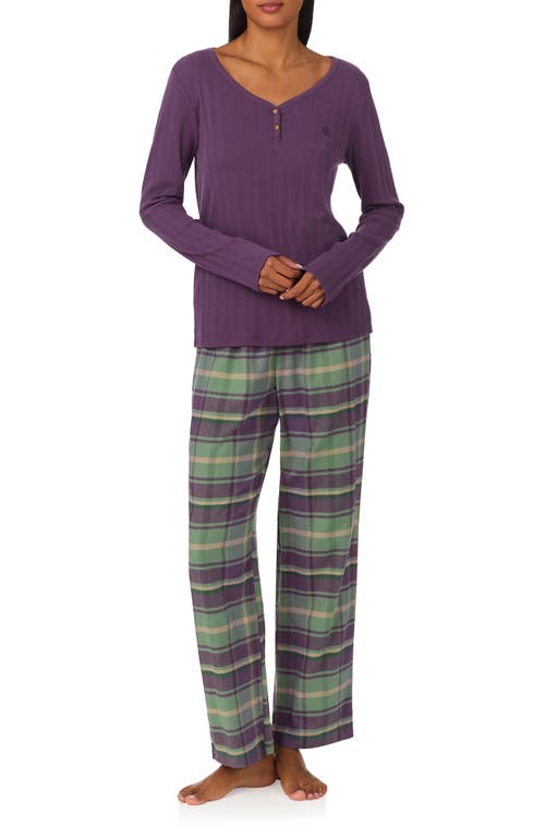 Shop Lauren Ralph Lauren Cotton Blend Pajamas In Multi Plaid