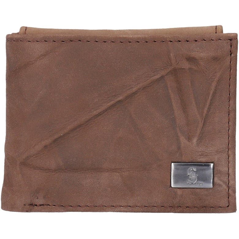 Eagles Wings Seattle Mariners Leather Bifold Wallet In Brown
