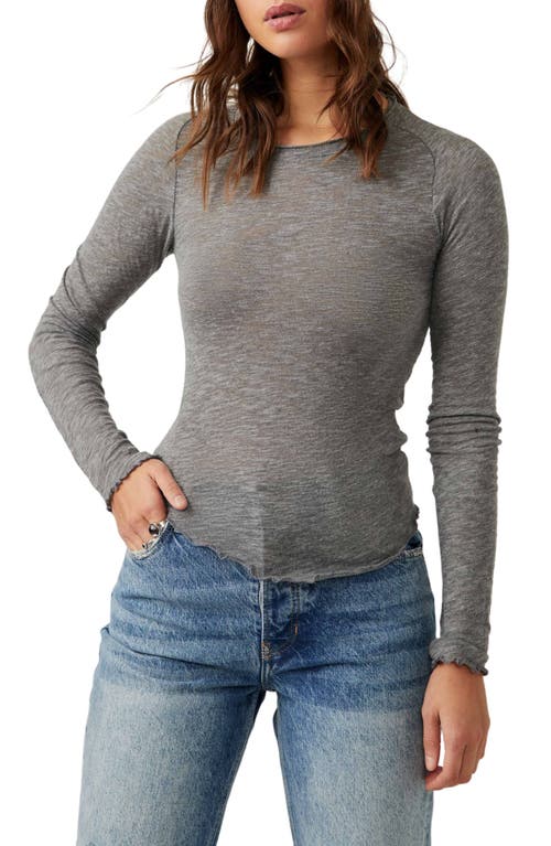 Free People Be My Baby Long Sleeve Knit Top Heather Grey at Nordstrom,