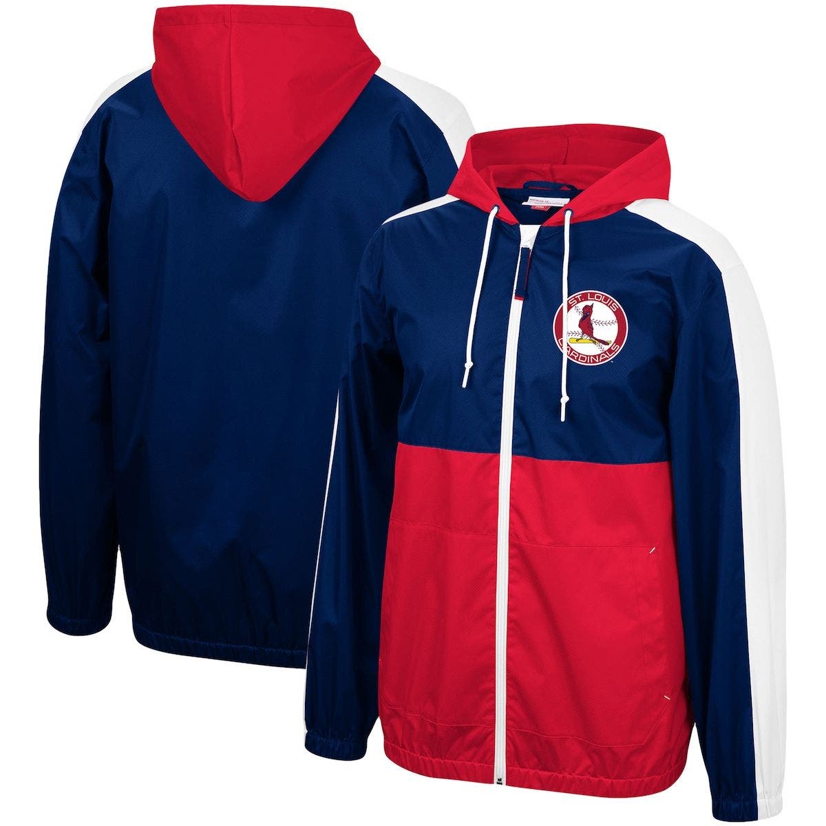 navy and red windbreaker