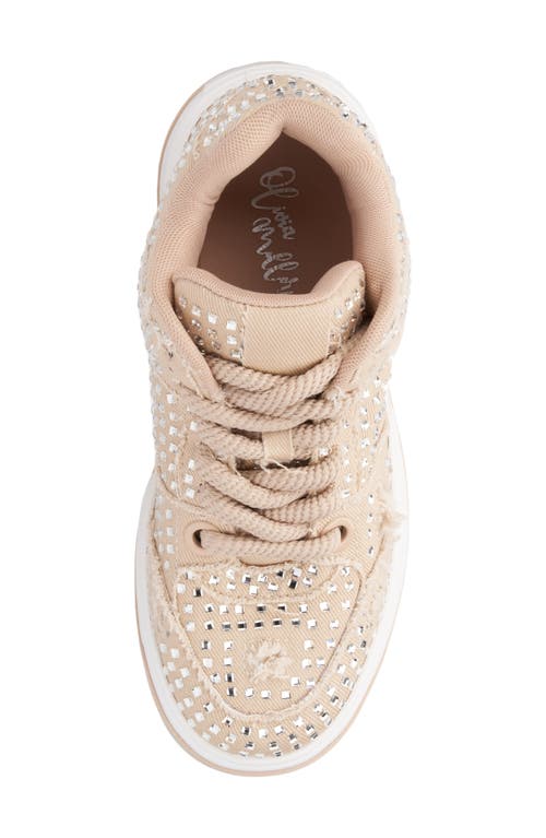 Olivia Miller Lunar Rays Rhinestone Sneaker In Tan