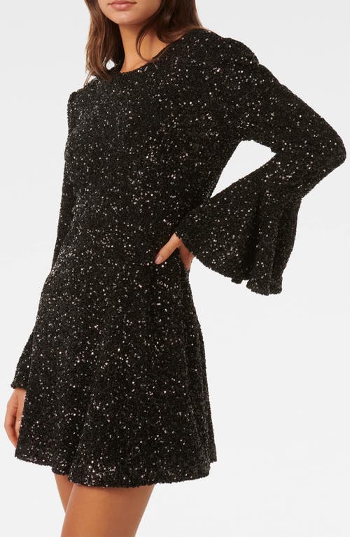 Shop Ever New Lizzy Sequin Long Sleeve Cocktail Minidress In Black