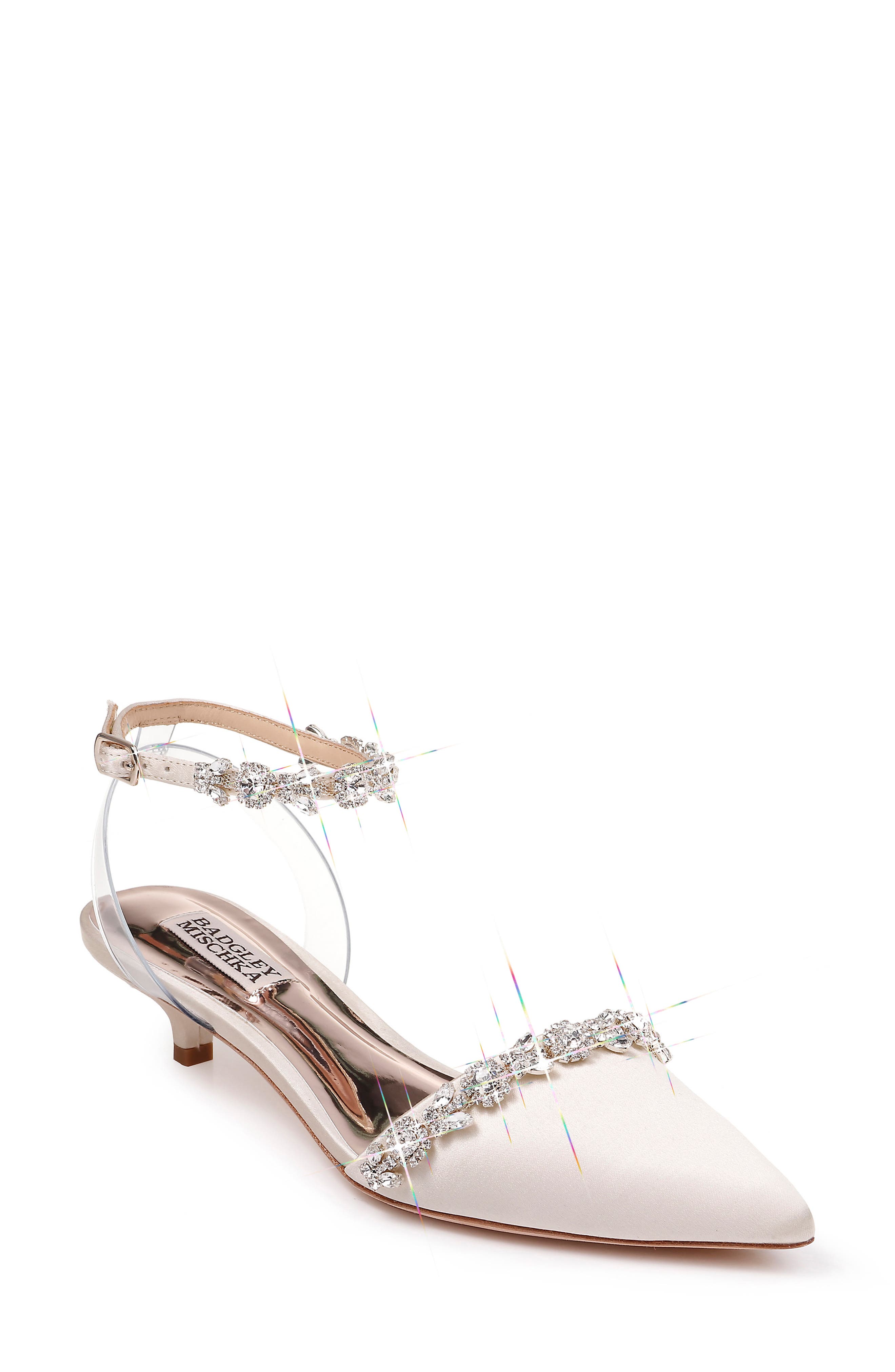 badgley mischka vail embellished kitten heel pump