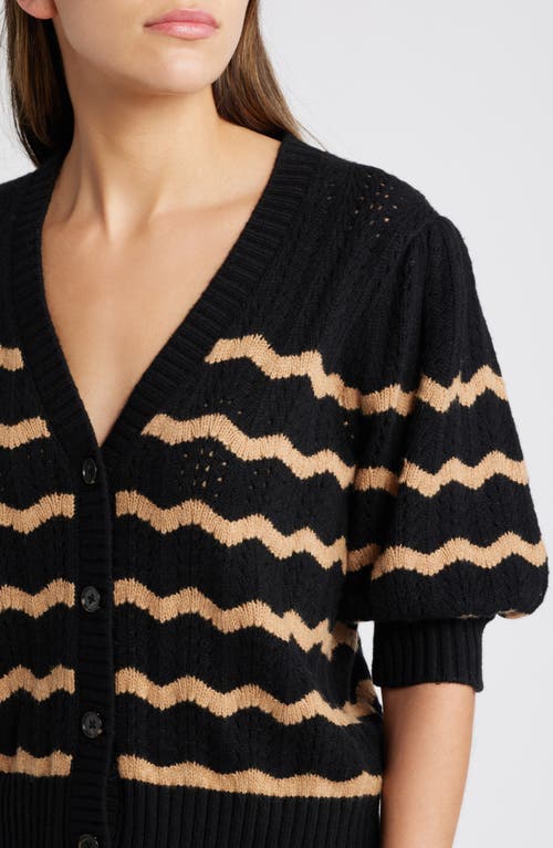 Shop Rails Isla Stripe Cardigan In Black Camel Stripe