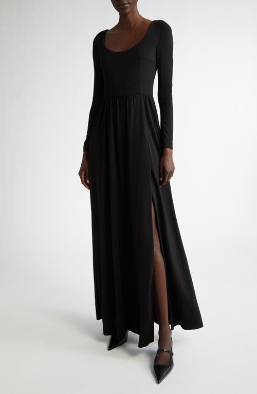 Akris punto Scoop Neck Long Sleeve Crepe Jersey Dress in Black 