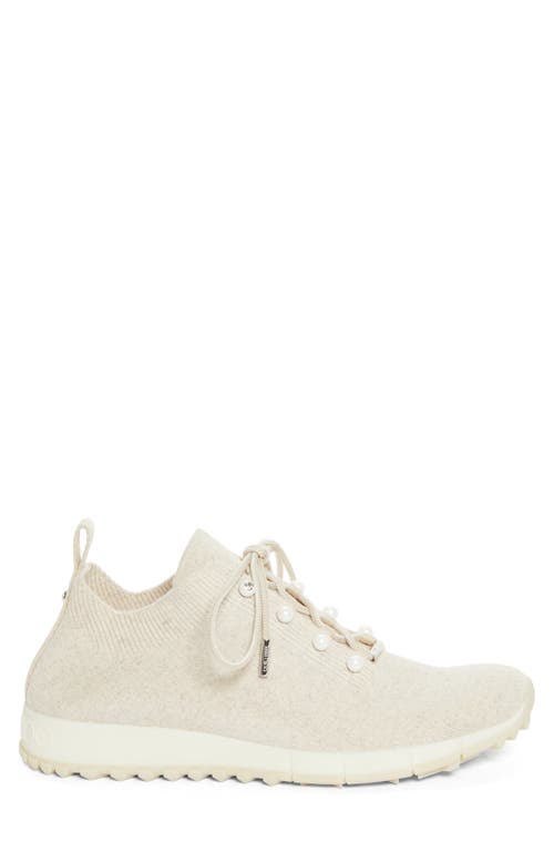 Shop Jimmy Choo Veles Imitation Pearl Knit Sneaker In Bamboo Mix