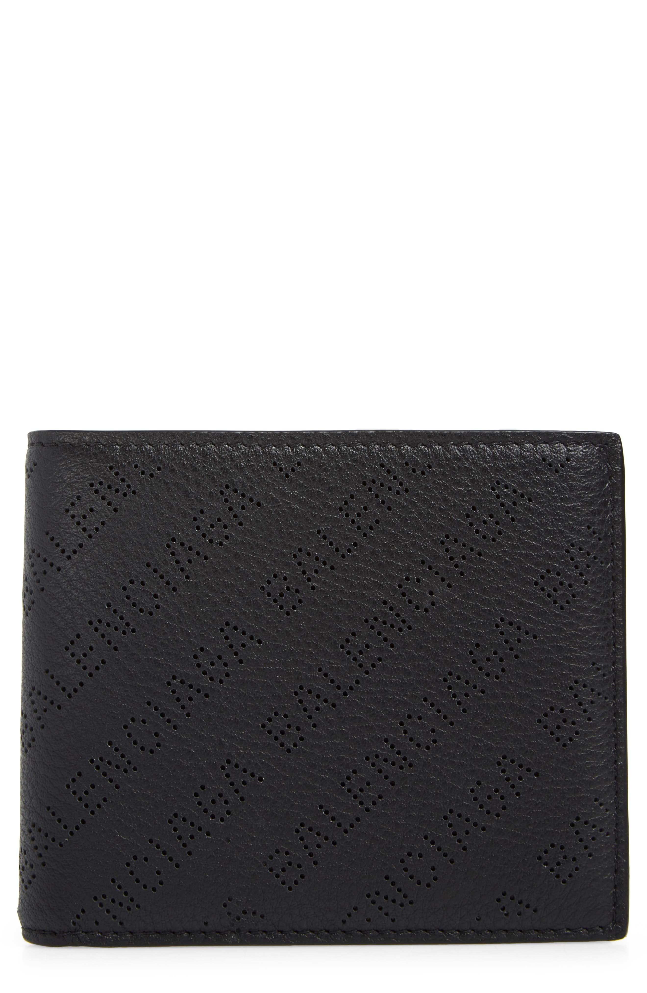 Balenciaga Perforated Logo Leather Bifold Wallet in Black at Nordstrom