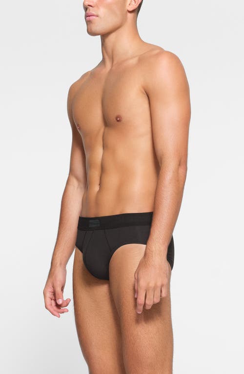 Shop Skims Cotton & Modal Blend Briefs In Onyx