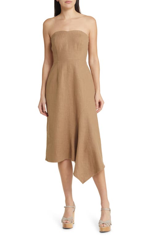 Strapless Linen & Cotton Dress in Walnut