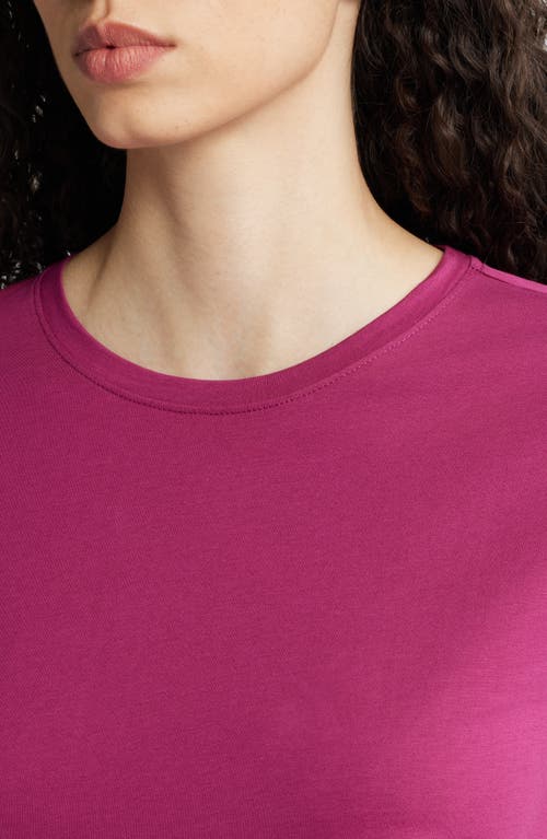 Shop Eileen Fisher Crewneck Organic Cotton Jersey T-shirt In Berry Bloom