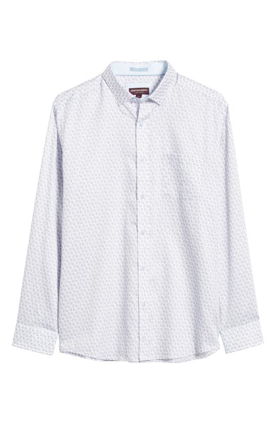 Shop Johnston & Murphy Cocktail Print Cotton Button-up Shirt In Pink/blue