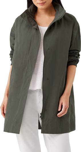 Eileen fisher quilted hooded top coat