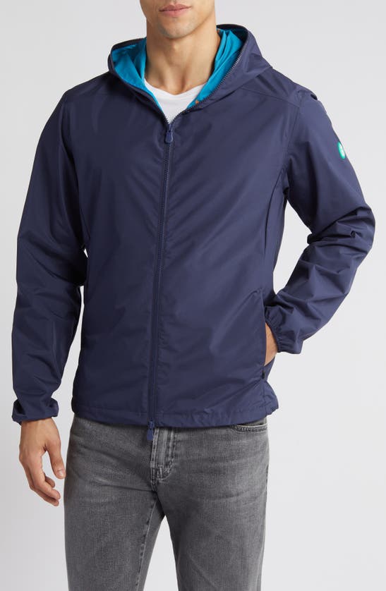 Shop Save The Duck Zayn Hooded Rain Jacket In Navy Blue