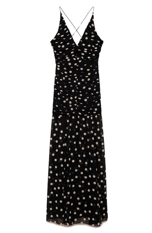 Shop Mango Polka Dot Maxi Dress In Black