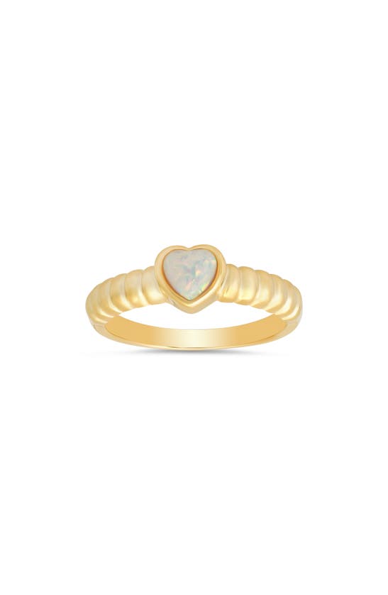 Queen Jewels Bezel Set Heart Ring In Gold/opal
