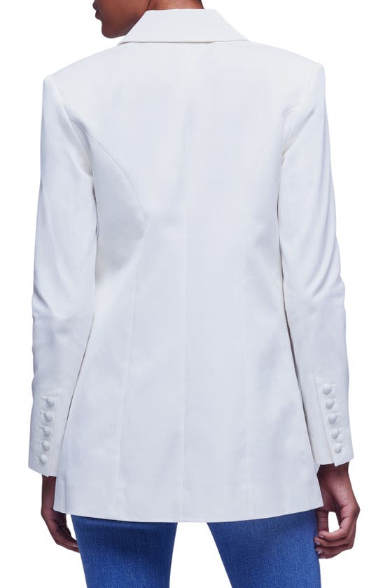 Shop L Agence Nellie Longline Cotton Blazer In Ivory/je T'aime