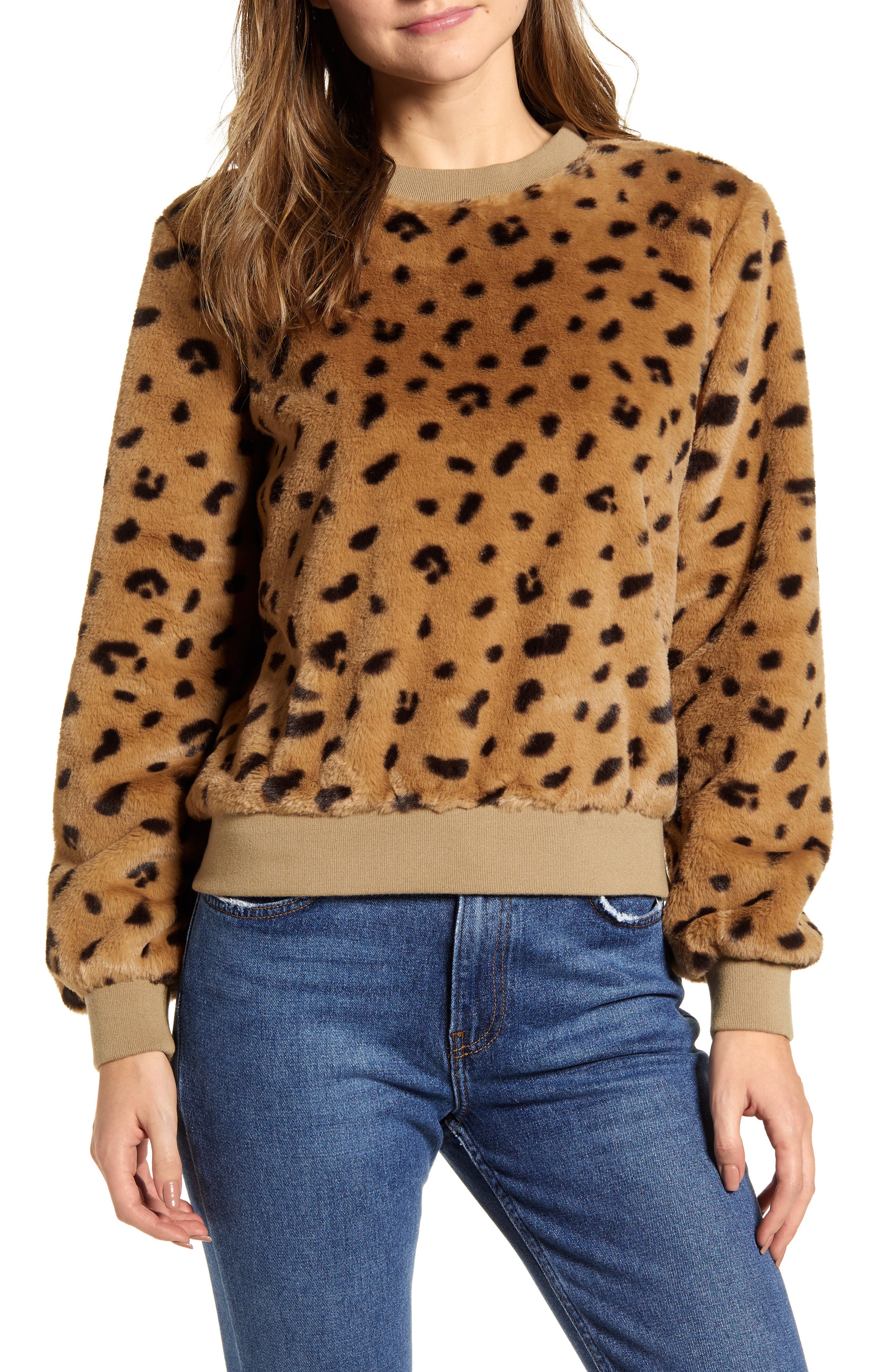 UPC 051900000041 product image for Women's Lou & Grey Dotted Faux Fur Sweatshirt | upcitemdb.com