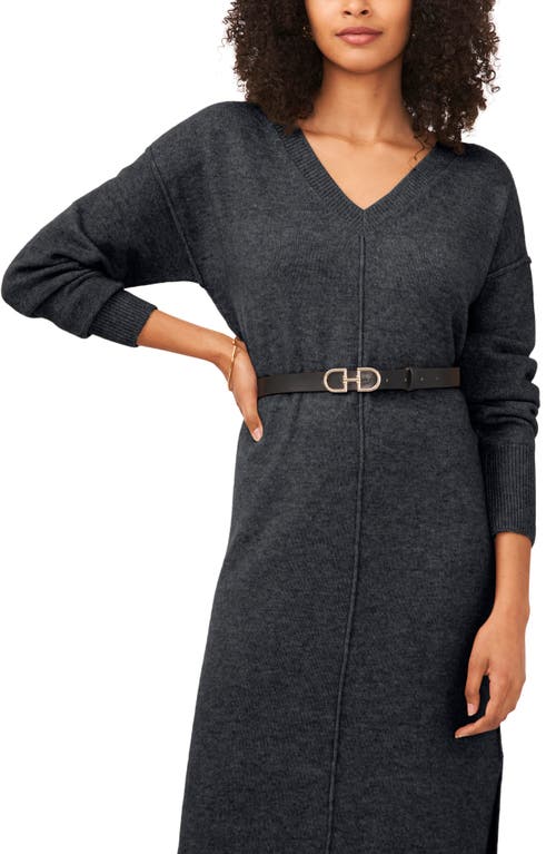 Shop Vince Camuto Exposed Seam Long Sleeve Sweater Dress In Med Heather Grey