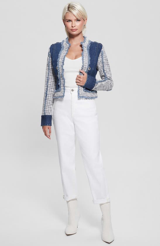 Guess Runway Tweed Denim Jacket In Manon Wash