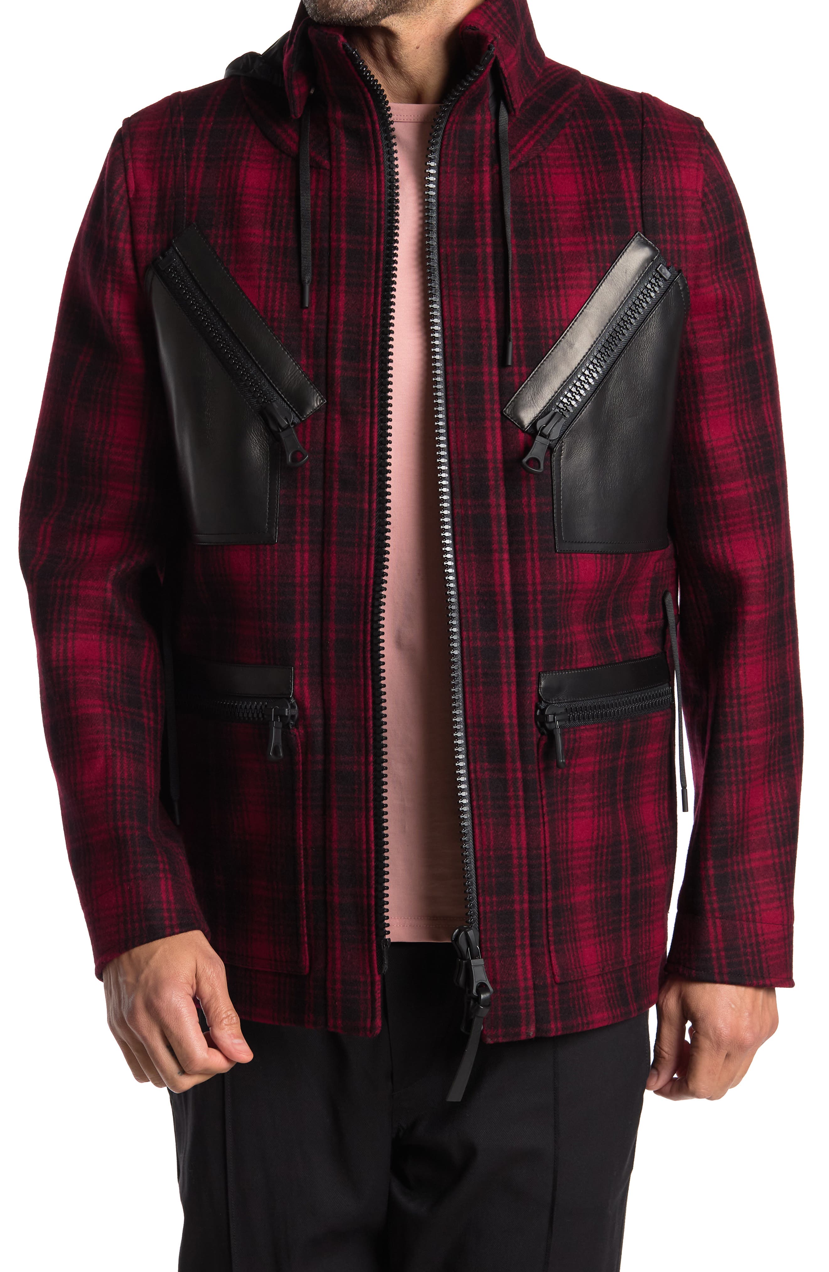 checkered faux leather jacket