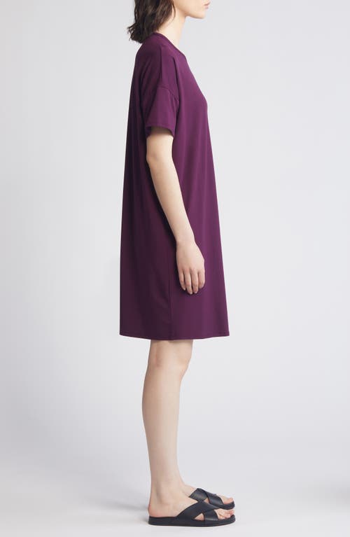 Shop Eileen Fisher Boxy Crewneck T-shirt Dress In Blackberry