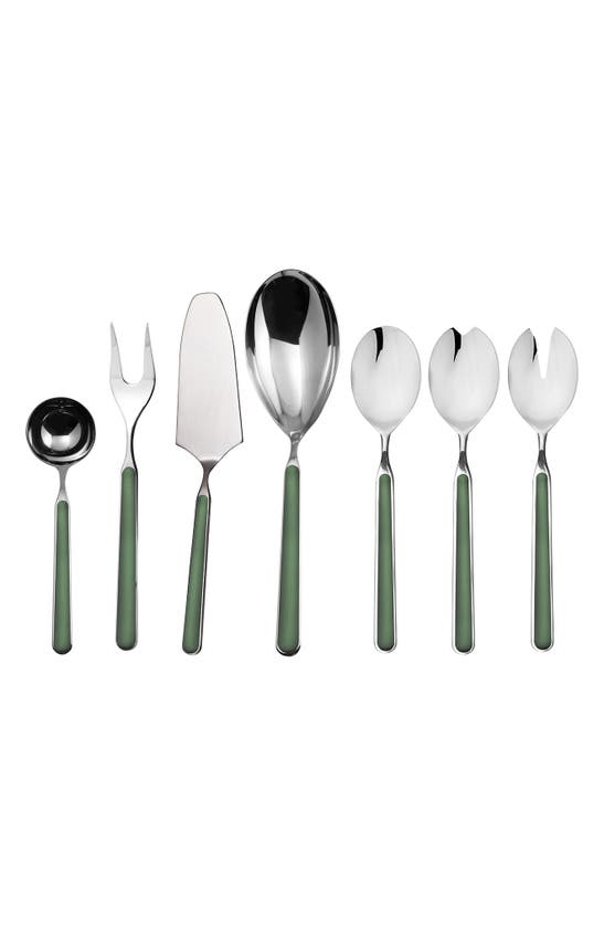 Mepra Fantasia 7-piece Place Serving Set In Forrest Green