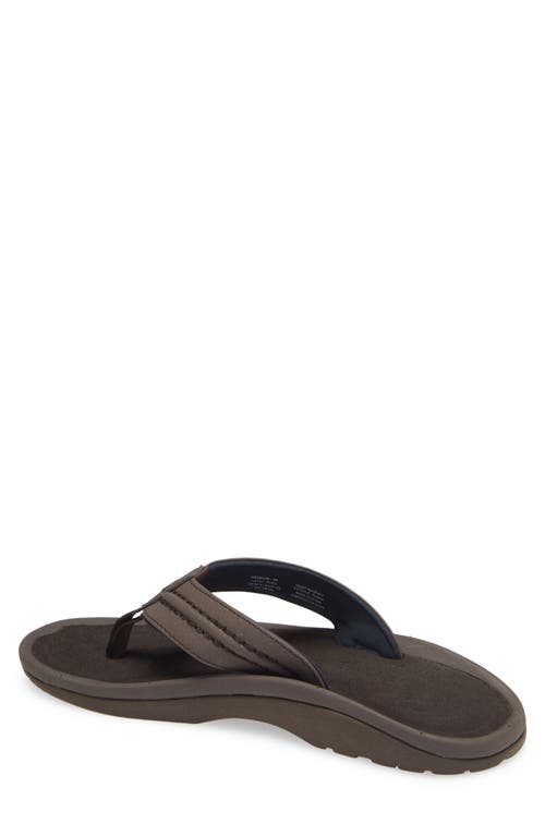 Shop Olukai Hokua Flip Flop In Dark Wood/dark Wood