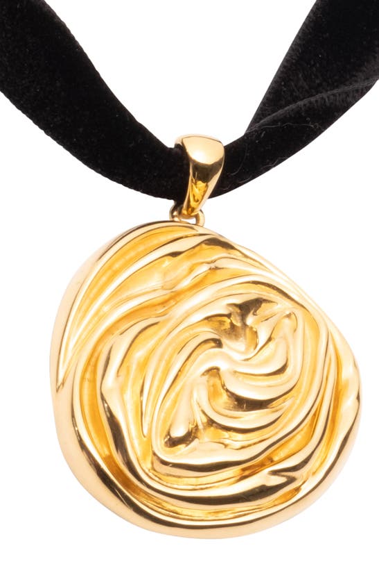 Shop Sterling King Rosette Pendant Necklace In Gold