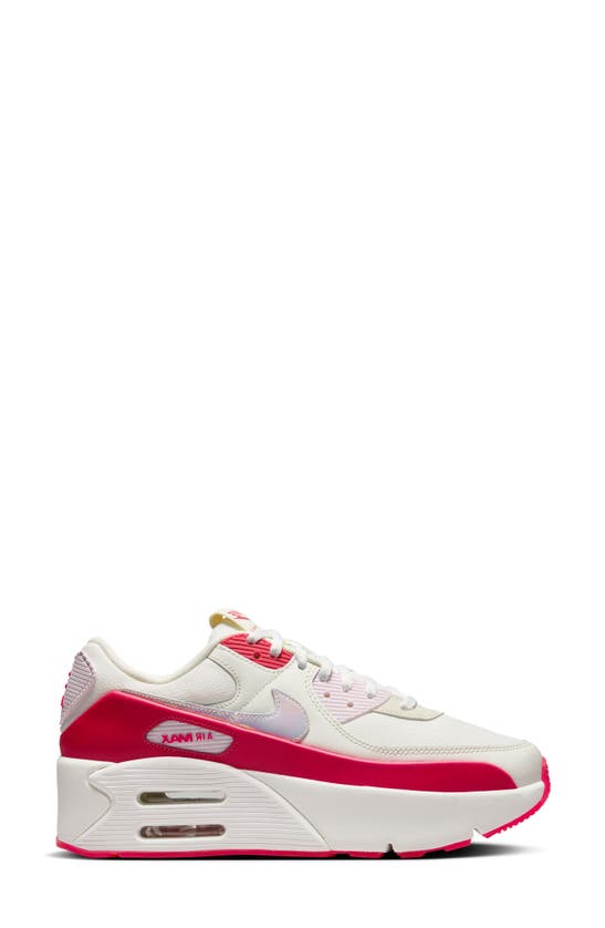 Shop Nike Air Max 90 Lv8 Platform Sneaker In Sail/ Siren Red/ Pearl Pink