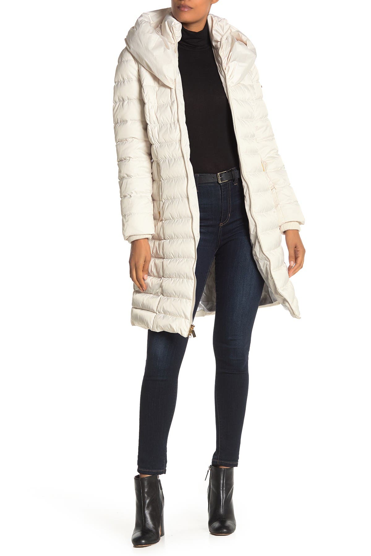 Faux Fur Pocket Lined Quilted Puffer 