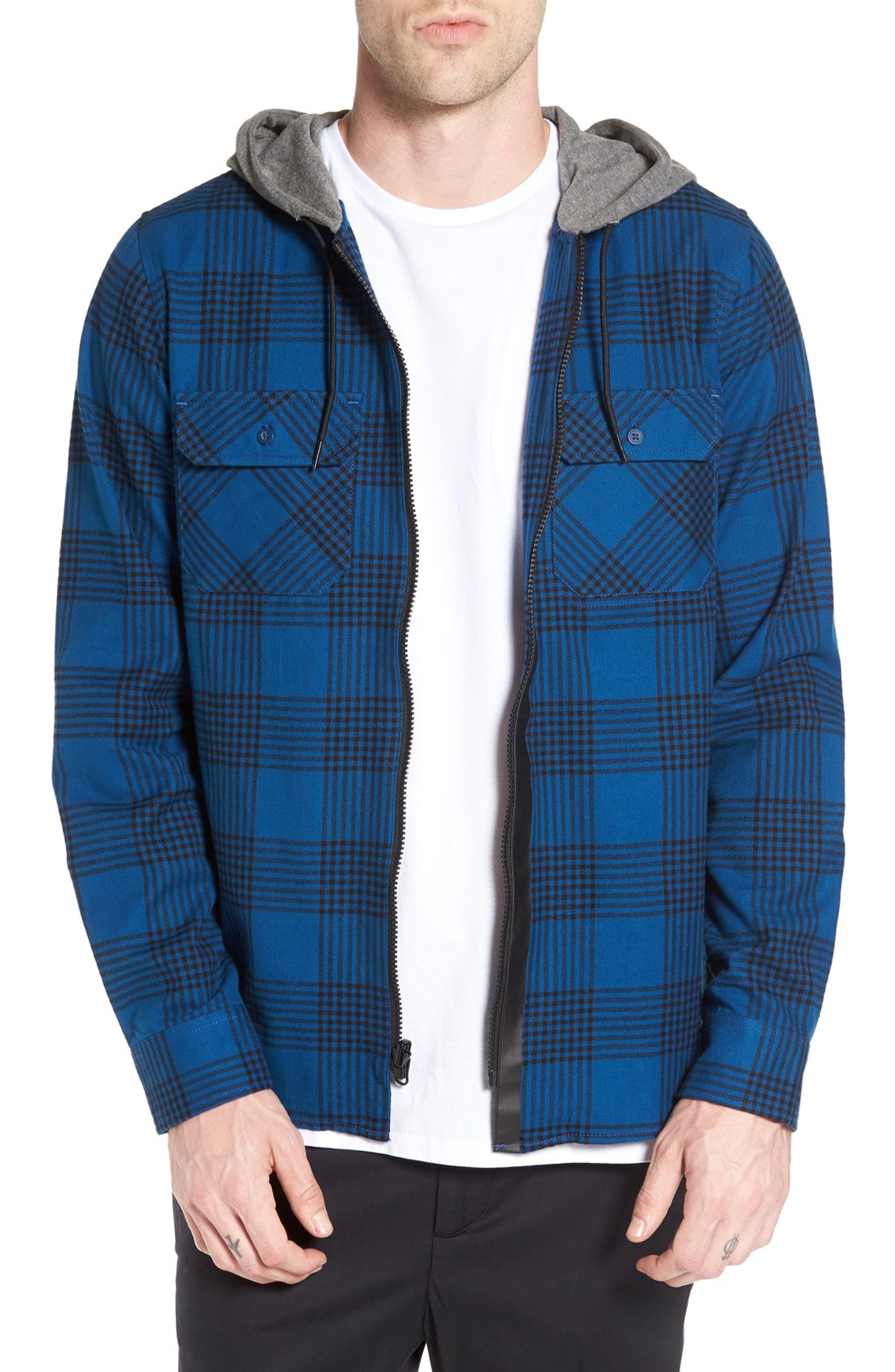 TAVIK 'Izumi' Hooded Plaid Flannel Zip Shirt | Nordstrom