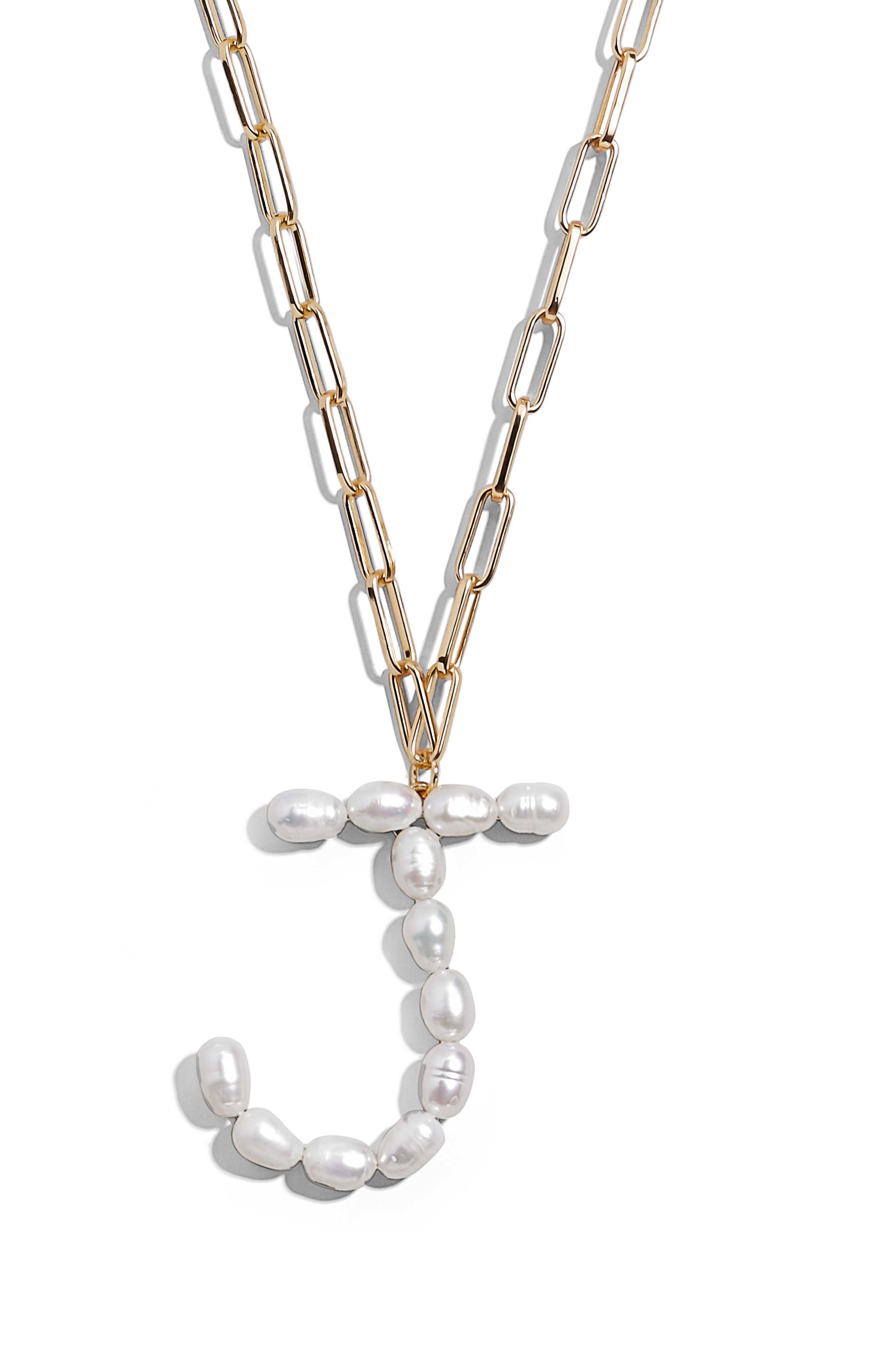 Baublebar Blair Hera Genuine Pearl Initial Pendant Necklace In Pearl J