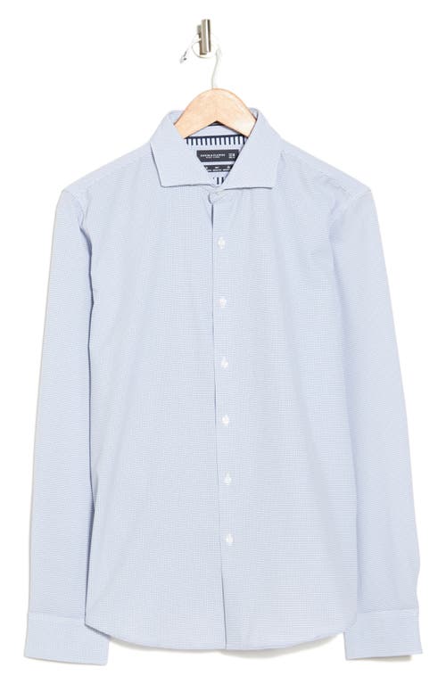 Shop Denim And Flower Micro Square Non-iron Stretch Button-up Shirt In White/navy Square