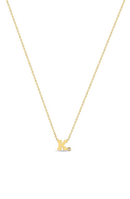 Zoë Chicco Diamond Initial Pendant Necklace in Yellow Gold-K at Nordstrom, Size 16