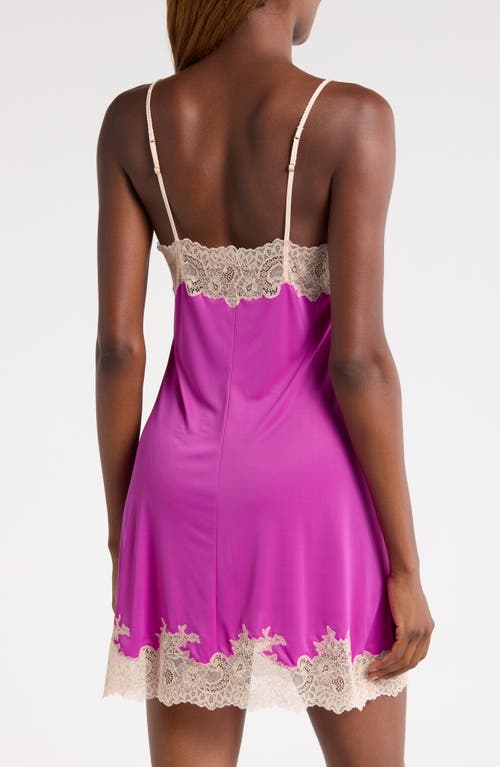 Shop Natori Enchant Lace Trim Satin Chemise In Radiant Orchid